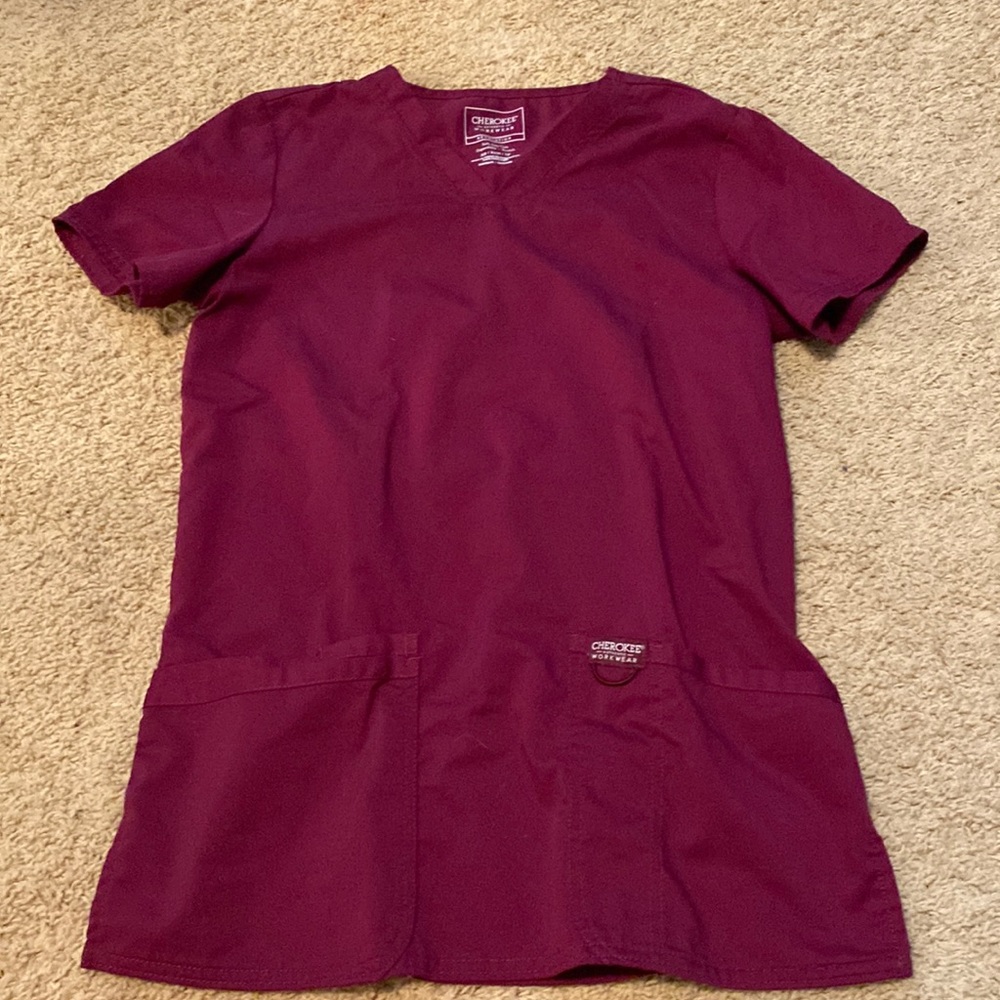 Burgundy Cherokee Scrub Top